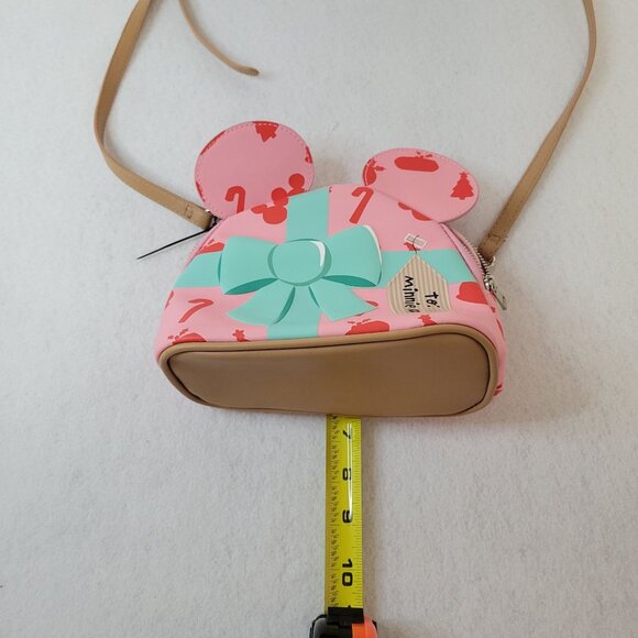 Disney Minnie Mouse Christmas Pink Crossbody Bag With Bow - Picture 7 of 8